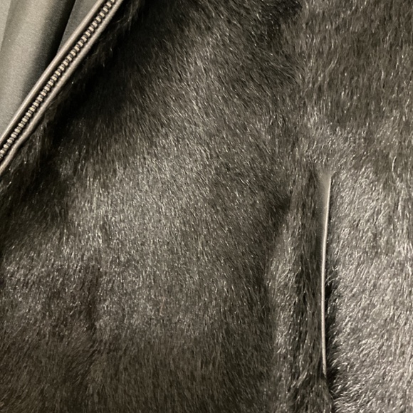 Leather/fur jacket black by Trilogy Collection size M - Picture 6 of 7